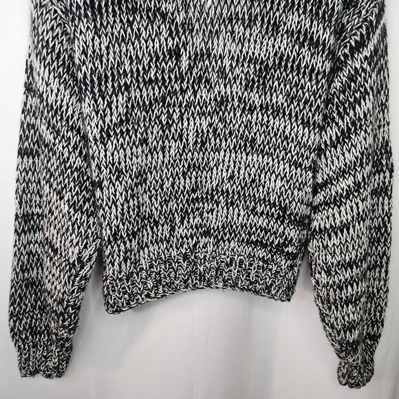 Vtg Handmade 80s Black & Gray Chunky Abstract Cardigan Sweater Women's Large - Picture 7 of 9